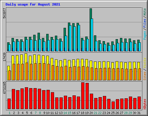 Daily usage for August 2021