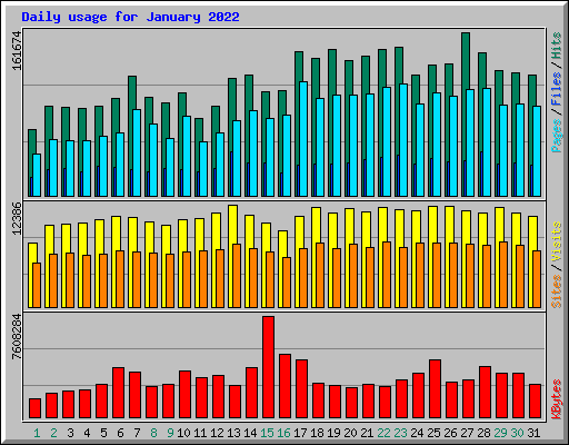 Daily usage for January 2022