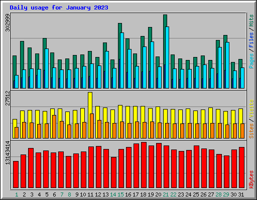 Daily usage for January 2023