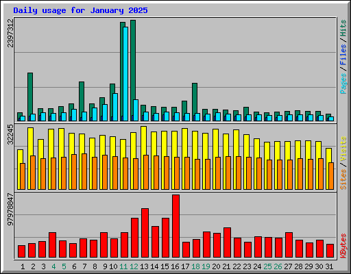 Daily usage for January 2025