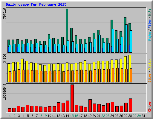 Daily usage for February 2025