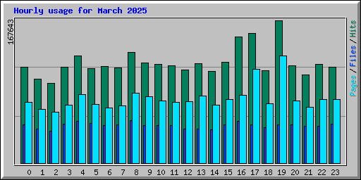 Hourly usage for March 2025