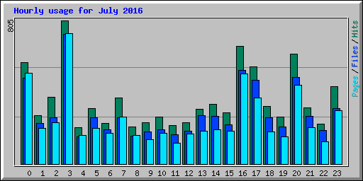 Hourly usage for July 2016