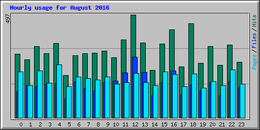 Hourly usage for August 2016